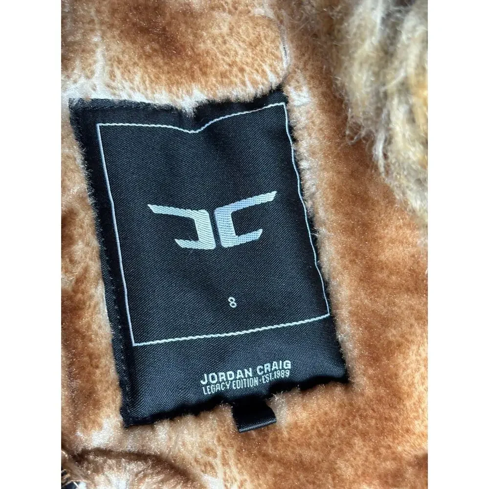 Jordan Craig Jacket Boys 8 Black Tan Sherpa Lined Aviator Bomber Zip Moto Coat